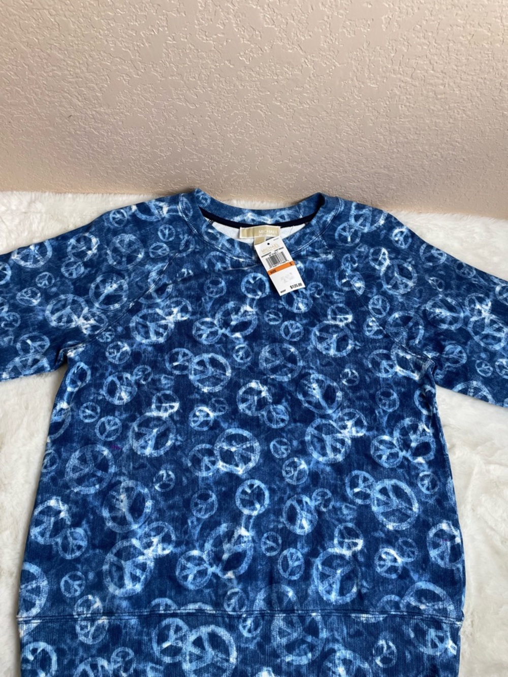 Michael Kors Light Indigo Tie-Dye Peace Sign Sweatshirt